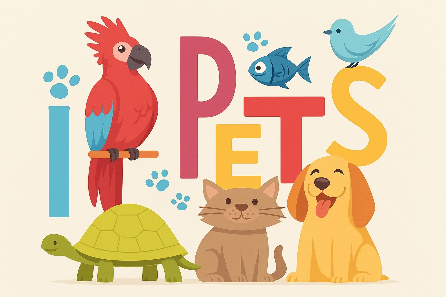 شخصيات I Pets: ببغاء وقطة وكلب وسلحفاة